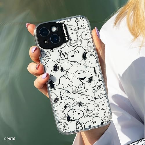 case&me cover per iPhone 14 a tema Peanuts, cover iPhone Snoopy, protezione della fotocamera, tasti protetti, giallo - Fashionser