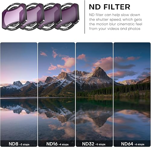 REYGEAK Filtri ND per DJI Avata 2 - Set di 4 (ND8, ND16, ND32, ND64) - Filtro a Densità Neutra per Obiettivo Fotocamera - Fashionser