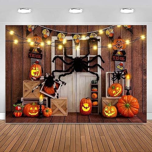 Sfondi fotografici notturni di Halloween, lanterne di zucca e decorazioni di ragno, sfondo per studio fotografico, forniture 300cmx200cm - Fashionser