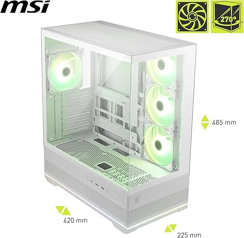 MSI MAG PANO 110R PZ WHITE - Case per PC da gioco Mid-tower - Supporta GPU fino a 400 mm di lunghezza, filtri antipolvere rimovibili, USB 20Gbps (Type-C), supporto per scheda madre ATX e Micro-ATX con - Fashionser