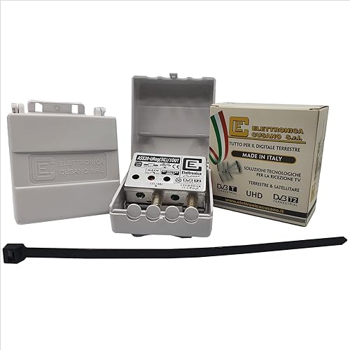 ASS20-UReg(5G)/1OUT - Amplificatore Antenna TV con Filtro 5G, Amplificatore Antenna da Palo, 1 Ingresso UHF, Guadagno 20dB, Amplificatore Antenna 1 Uscita, Tele-Alimentazione 12 Volt, Made in Italy - Fashionser