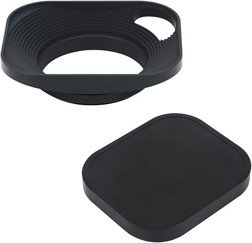 Haoge LH-B43P - Paraluce quadrato in metallo a vite da 43 mm con tappo in metallo per fotocamera a telemetro Leica con obiettivo filettato filtro E43 da 43 mm, nero - Fashionser
