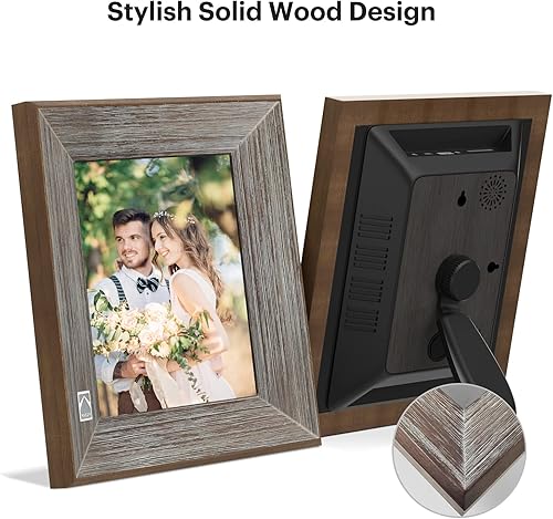 KODAK Cornice Digitale WiFi 8 Pollici Legno, Smart Cornice Foto Touchscreen IPS Cornice Elettronica Cloud con App, Memoria 16GB, Supporto Scheda SD, USB, Condivisione di Immagini Musica Video - Fashionser