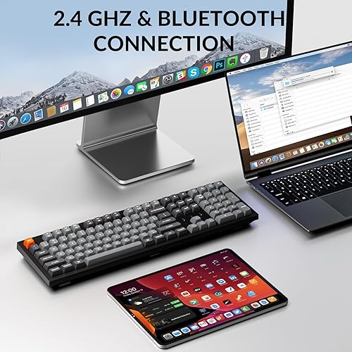 Keychron K10 Max Tastiera meccanica senza fili, DE-ISO 100% layout QMK 2,4 GHz Bluetooth Hot Swap RGB compatibile con Mac Windows Linux Red Switches - Fashionser