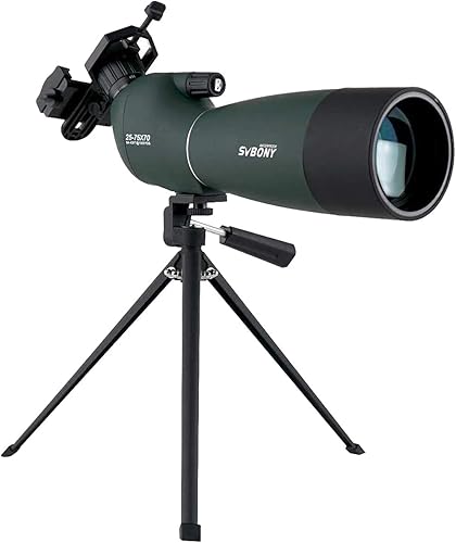 SVBONY SV28 - Cannocchiale con treppiede, angolato da 25-75 x 70 mm, con Adattatore per Telefono, cannocchiale Impermeabile e antiappannamento per Bird Watching, tiro al Bersaglio, osservazione della - Fashionser