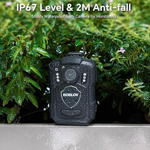 BOBLOV M5 128GB Fotocamera corpo di polizia, GPS 1440P montata sul corpo, batteria incorporata 4200MAH Bodycam, IP67 e IR per forze dell'ordine con supporto di aspirazione per auto (128GB) - Fashionser