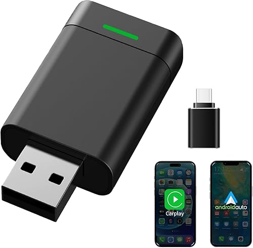 2 in 1 adattatore CarPlay e Android Auto, adattatore wireless Android Auto per auto con cavo di fabbrica, adattatore Carplay che converte il cavo in wireless, adatto per auto del 2016+,iOS10+,Android - Fashionser