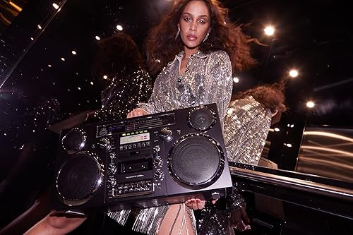 GPO Brooklyn Stereo Portatile con Lettore CD Anni ‘80, Radio DAB Portatile con FM e DAB +, Registrazione USB, Ricevitore Bluetooth, AUX-IN, Doppio Altoparlante, Argento - Fashionser