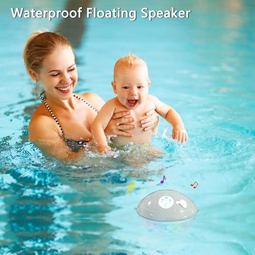 Uekars Altoparlanti Bluetooth portatili, altoparlanti per piscine galleggianti impermeabili IPX7 con luce Lolorea LED, altoparlante doccia per vasca idromassaggio, spa, outdoor, stagno, spiaggia, - Fashionser
