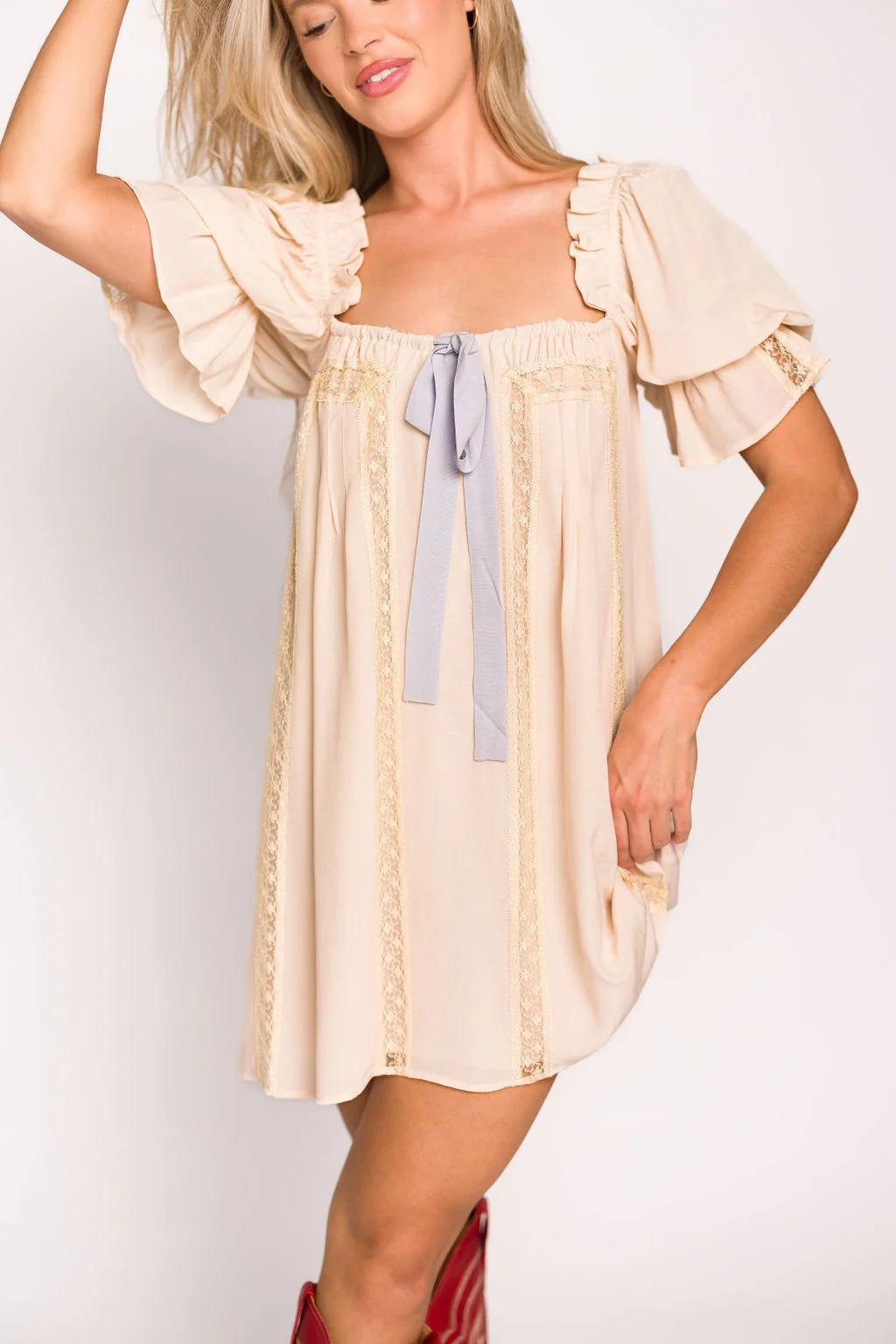 Heirloom Mini Dress in Dove - Fashionser