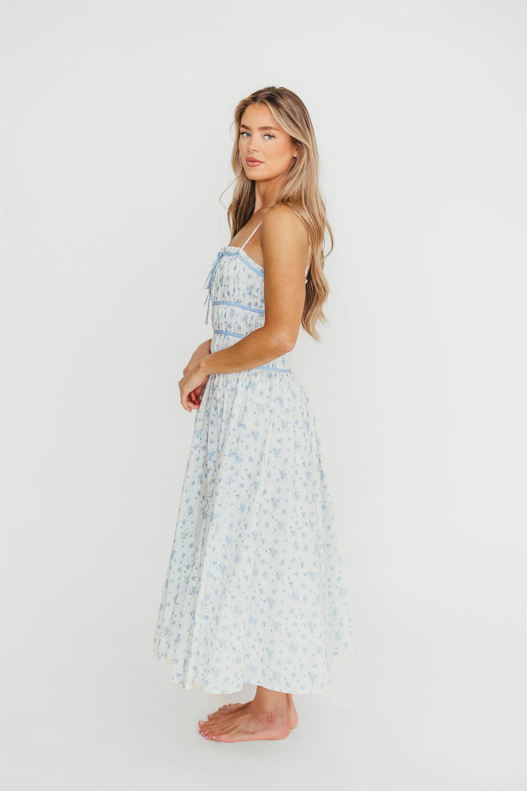 Vanessa Midi Dress in Blue - Fashionser