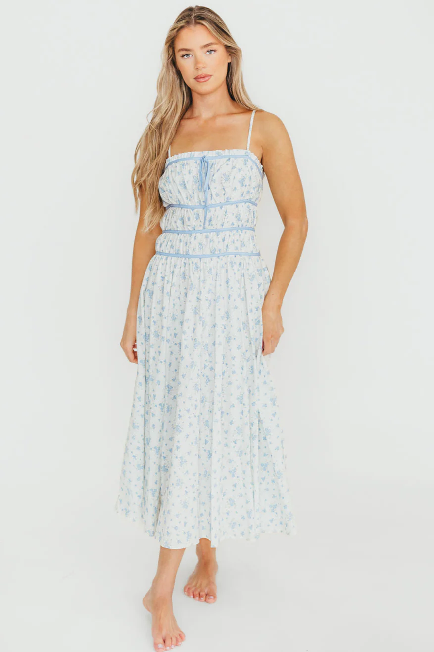 Vanessa Midi Dress in Blue - Fashionser